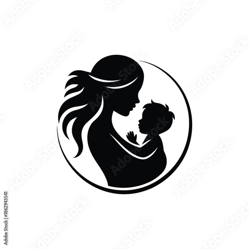 A silhouette of a mother lovingly cradling her newborn baby