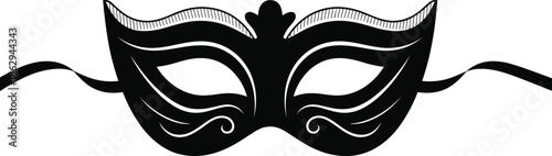 Elegant masquerade carnival mask silhouette decorative theatrical accessory mystery costume party illustration isolated on white background classic vector design