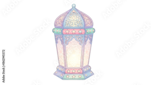 Pink Ramadan lantern with teal colored star design