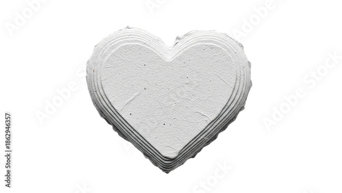 White cardboard heart layers on a white background