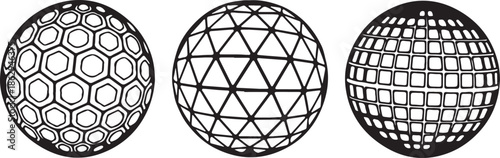 illustration, black and white, outline, hexagon, 