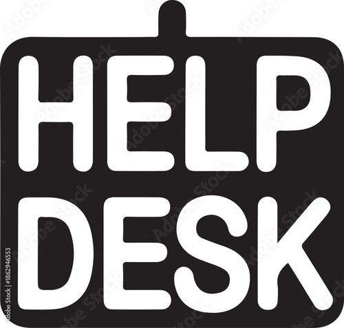 Help desk support service icon illustration, Black help desk icon symbolizing customer support, technical assistance, IT service, and user help concept for digital platforms and software interfaces.

