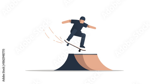 Skateboarder performing trick on ramp