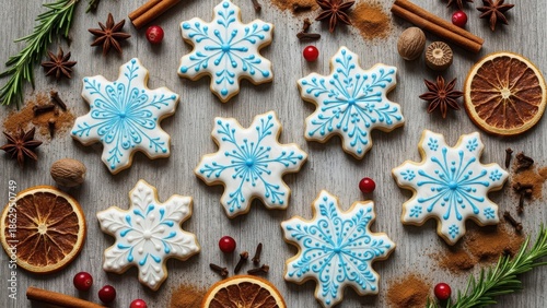 Snowflake shaped christmas cookies