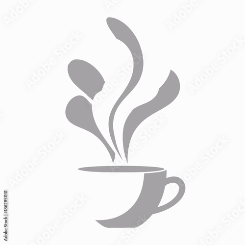 Minimalist Coffee Cup with Steam - Gray Icon