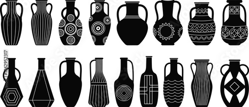 amphora vase pottery ceramic ancient greek roman silhouette black decorative collection