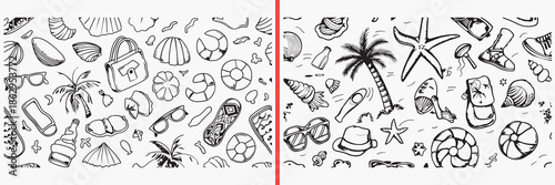 summer drink illustration vector, snack food doodle art, cold beverage icons, juice smoothie sketch, refreshment pattern design, summer food vector set, drink graphic elements, food clipart collection