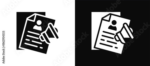 Press Release icon set black and white