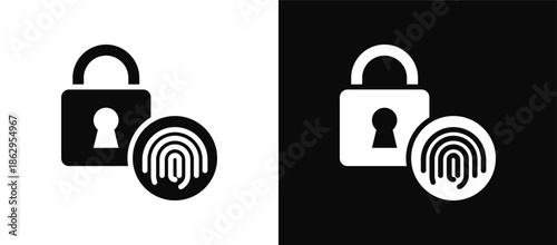 Fingerprint icon set black and white