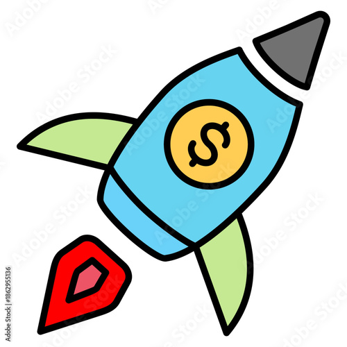 Star Up Outline Color Icon