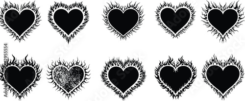 flaming heart fire love passion romance tattoo silhouette burning gothic