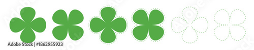 Green clover leaf shapes with solid and dashed outline styles