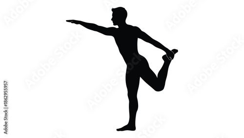 Silhouette of a man stretching his leg demonstrating a dynamic warm up exercise