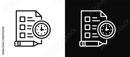 Examination icon set black and white