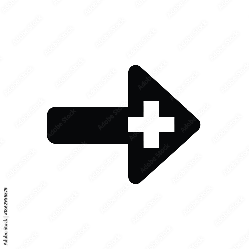 Obraz premium Black arrow with white plus sign symbol