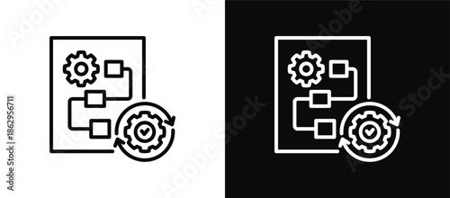 Process icon set black and white
