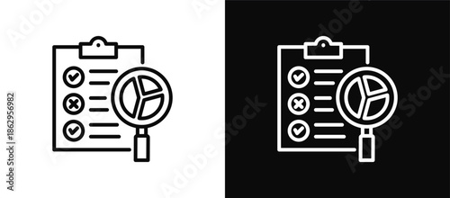 Survey icon set black and white