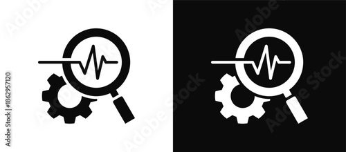 Diagnosis icon set black and white