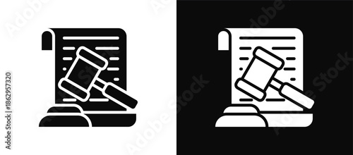 Judgement icon set black and white