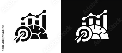 Benchmark icon set black and white