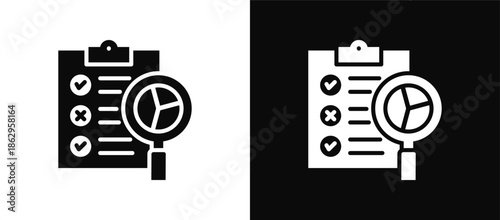 Survey icon set black and white