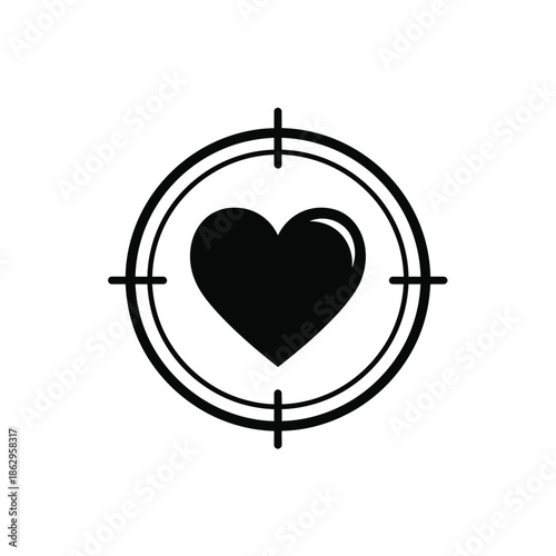 Black heart in target crosshairs silhouette