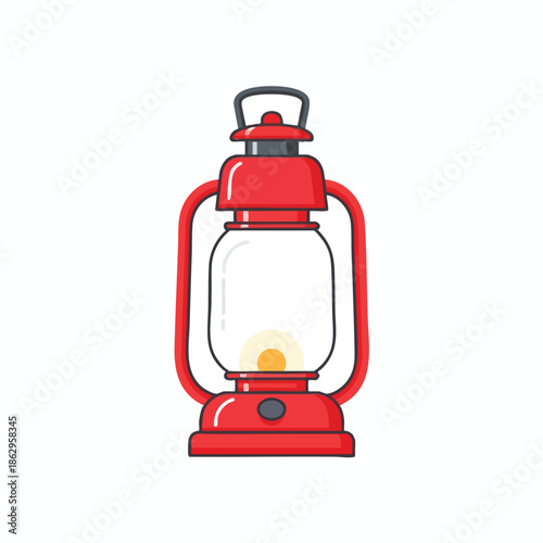 A red lantern with a clear glass enclosure and a handle on top