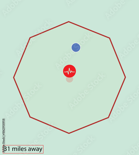 Earthquake Epicenter and Proximity Alert Map Concept.