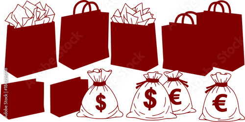 gift bags and money sacks collection vector
