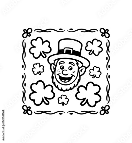 Man cartoon leprechaun with clover symbol of luck isolated. Vector bearded Irish, Saint Patrick

