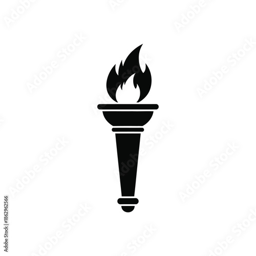 Black silhouette of a torch with flames on white background 1
