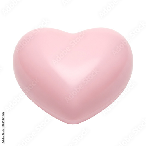 Glossy Pastel Pink Heart Shape for Love and Valentine's Day isolated on transparent background