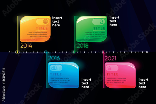 Multicolored smartwatch models on a timeline