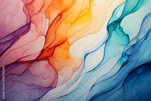 Abstract Fluid Art - Vibrant Colors and Dynamic Flow