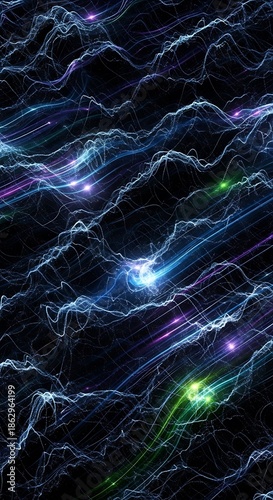 Abstract digital visualization depicts dynamic energetic wave patterns against a dark background