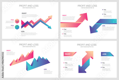 Colorful business infographic templates with various graphs and charts