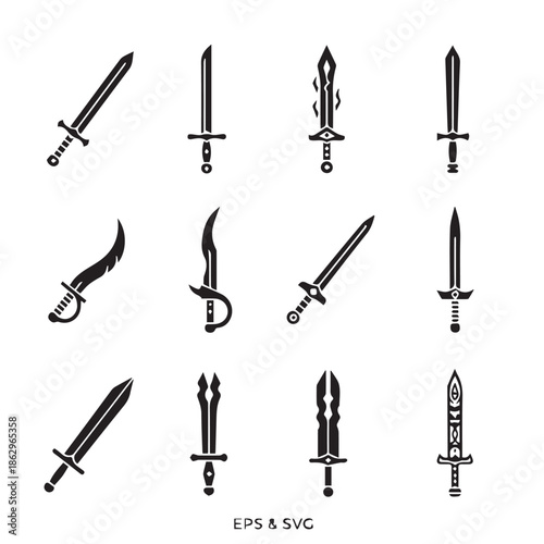 Collection of various sword and dagger illustrations