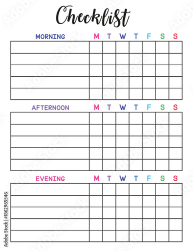 Daily Routine Checklist Printable, Weekly Planner Template