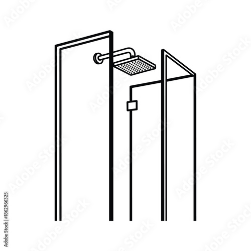 Black and white shower illustration