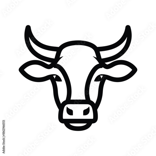 Black cow head icon vector illustration