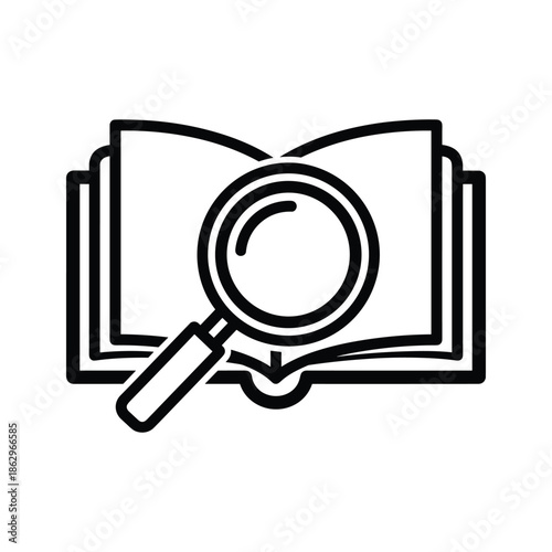 Book with magnifying glass icon