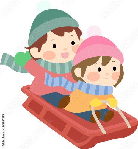 썰매타는 아이들