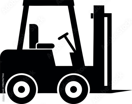 Forklift Silhouette Icon for Warehouse and Industrial Load Handling Equipment Illustration