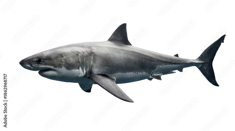 Obraz premium Realistic studio photo of a shark, side profile, powerful body shape