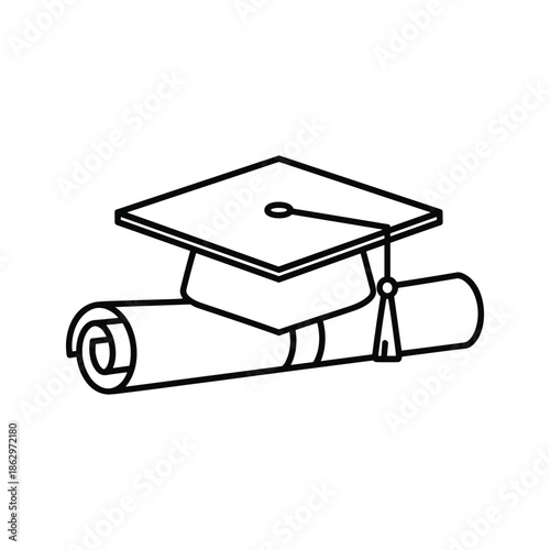 Graduation Cap and Diploma Illustration