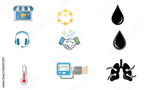 Collection of various icons representing different concepts and objects