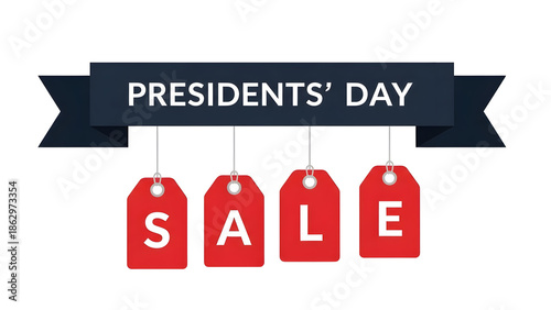 Presidents Day sale banner with red tags president day 2026 America 5