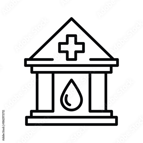 Blood bank building icon