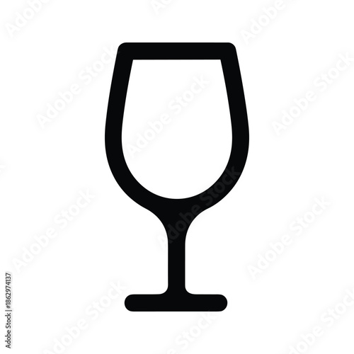 Simple black silhouette of a wine glass