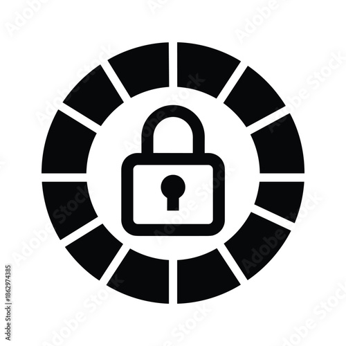 Secure lock icon with circular border